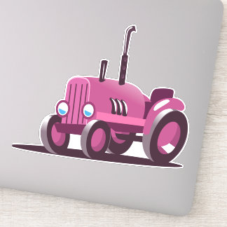 Pegatina Tractor de color rosa