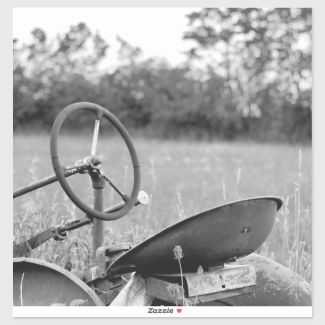 Pegatina Tractor en la hierba larga (Hoja)