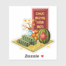 Pegatina Traditional Vietnamese Tet Fruits & Flowers