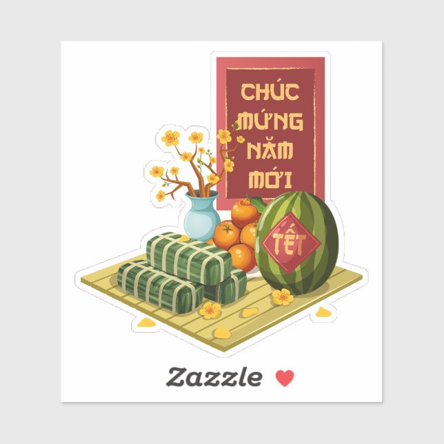 Pegatina Traditional Vietnamese Tet Fruits & Flowers (Hoja)