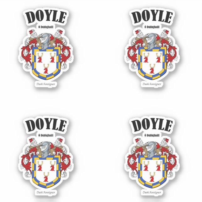 Pegatina Traducción y significado irlandés Doyle Escudo (x4 (Anverso)