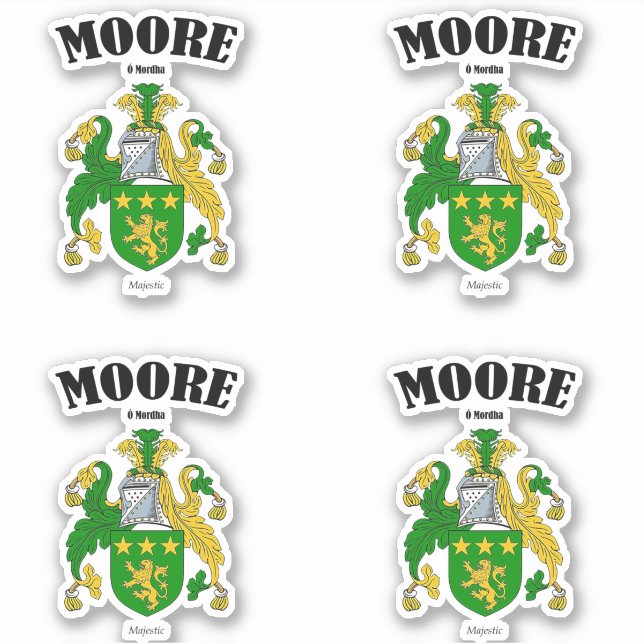 Pegatina Traducción y significado irlandés Moore Escudo (x4 (Anverso)