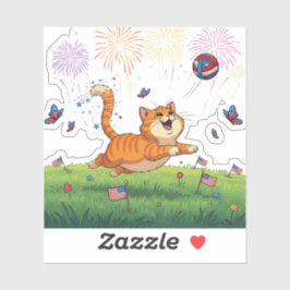 Pegatina Traje de la felicidad - gato del 4 de julio
