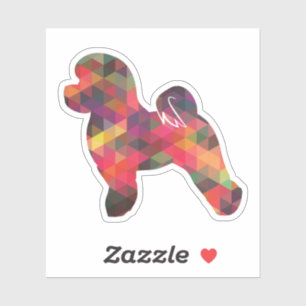 Pegatina Trama geométrica de silueta de perro de fríjón de