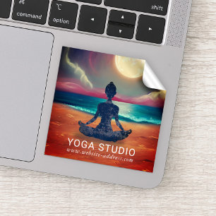Pegatina Tranquila playa de Sky Ocean con meditación de yog