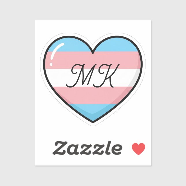 Pegatina Transgender Flag Heart Monogrammed  | LGBTQIA+  (Hoja)