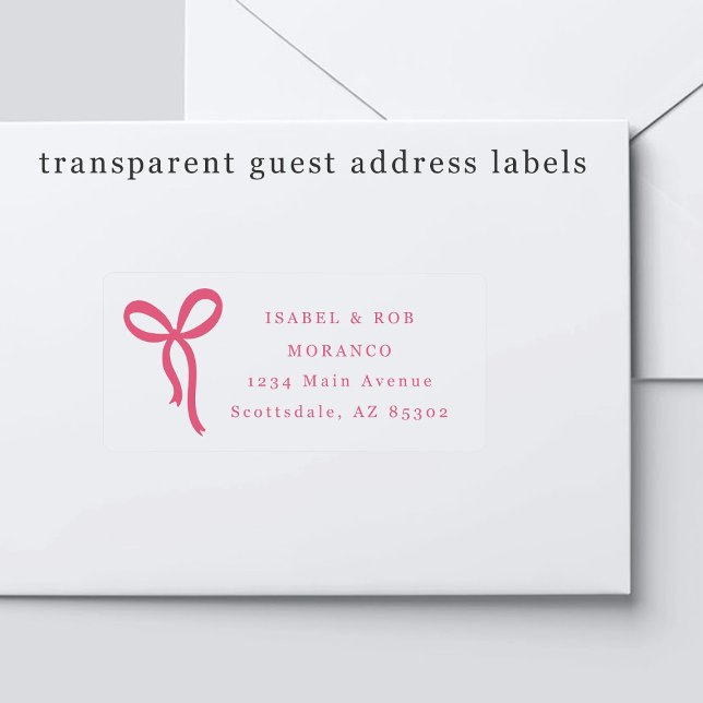 Pegatina Transparent Bow Wedding Guest Address Labels (Subido por el creador)