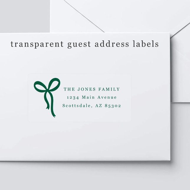 Pegatina Transparent Bow Wedding Guest Address Labels (Subido por el creador)