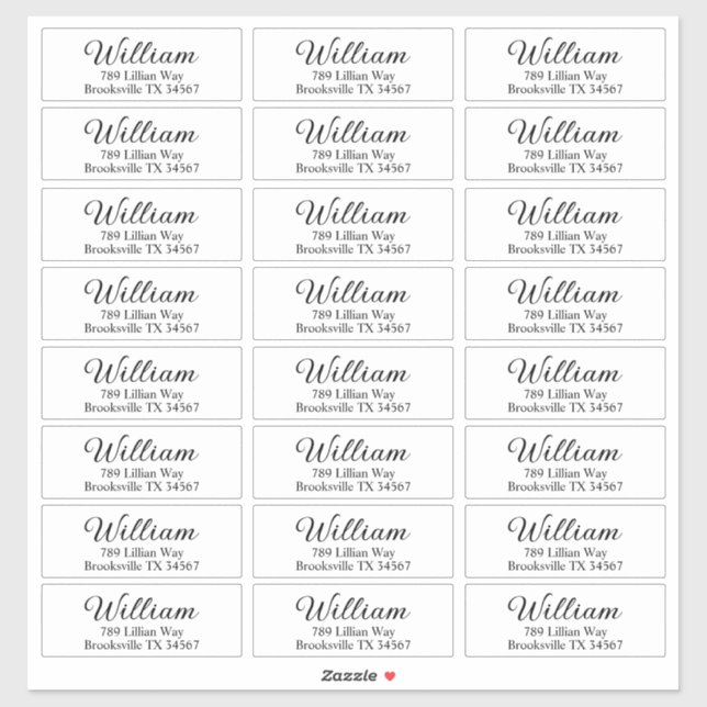 Pegatina Transparent Modern Black & Clear Return Address (Hoja)