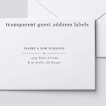 Pegatina Transparent Wedding Guest Address Labels<br><div class="desc">Transparent guest address labels are perfect for your wedding, bridal shower, engagement party, birthday, etc. Add name and address information for each guest (leaving a line space in between the names and the address.) 21 label are included per sheet. After personalizing a sheet with your guest information, add it to...</div>