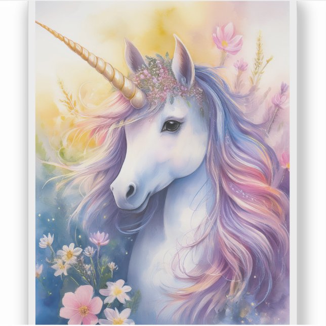 Pegatina transparente de Fantasy Unicorn (Anverso)