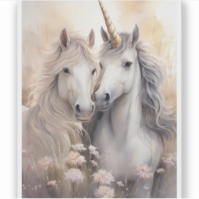 Pegatina transparente de Fantasy Unicorn (Anverso)