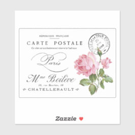 Pegatina TRANSPARENTE DE LA TARJETA POSTAL FRANCES