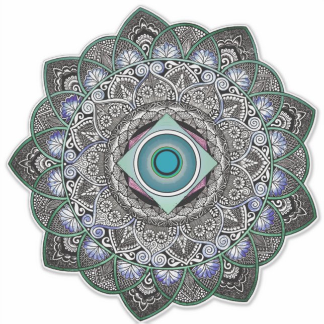 Pegatina transparente de Mandala geométrica (Anverso)