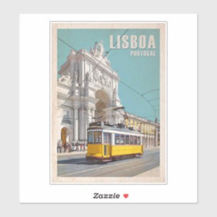 Pegatina Tranvía amarillo, Arco de la Calle Augusta. Lisboa