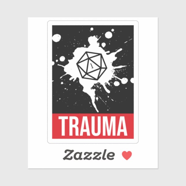 Pegatina Trauma Crítico Fallo D20 dados (Hoja)
