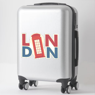 Pegatina Travel Cities London Blue Red Phone Box