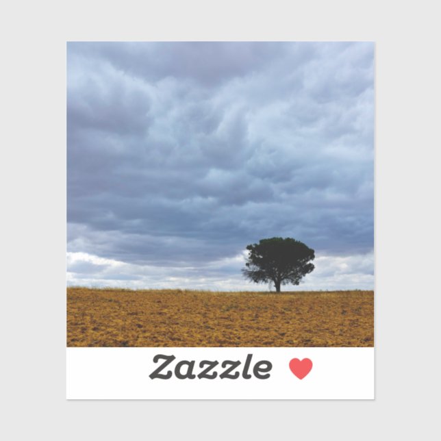 Pegatina Tree in an empty field (Hoja)
