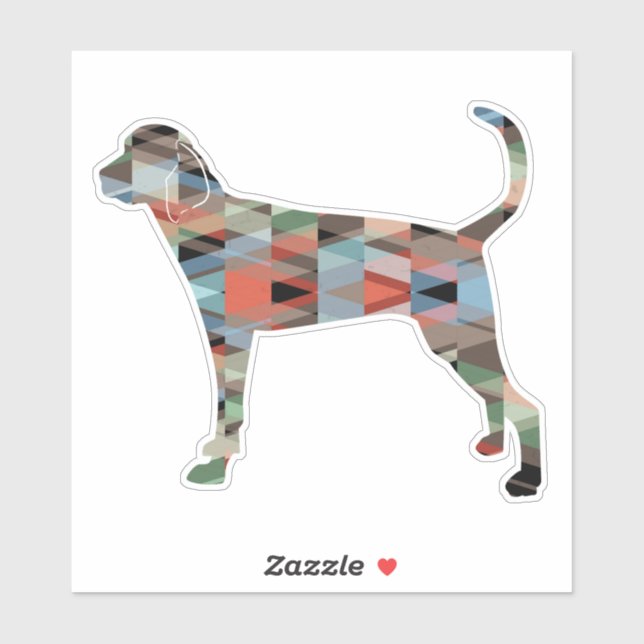 Pegatina Treeing Walker Coonhound Geometric Silhouette (Hoja)
