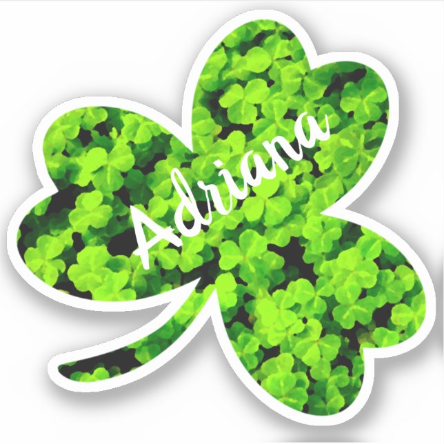 Pegatina Trefoil Clover Leaf Cloverleaf Shape Nombre person (Anverso)