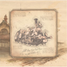 Tren de vapor vintage / Locomotora Art. Regalo de