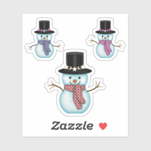 Pegatina Tres adorables muñecos de nieve Arte de Navidad