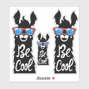 Pegatina Tres Be Guay Black Llamas con gafas de sol rojas