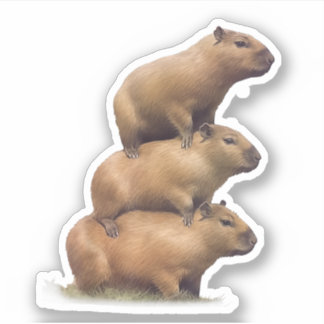 Pegatina Tres Capybaras Graciosos Capybara Humor Stack Anim