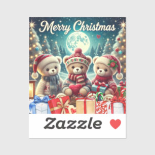 Pegatina Tres Cuidados Teddy Bears Feliz Navidad