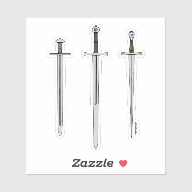 Pegatina Tres espadas medievales 2016 (Hoja)