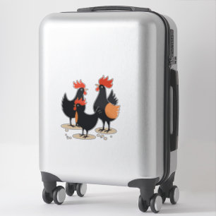 Pegatina Tres gallinas francesas retro a mediados del siglo