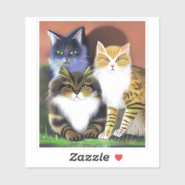 Pegatina Tres gatos con actitud (Hoja)