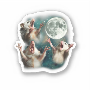 Pegatina Tres Luna Zarigüeya 3 Zarigüeya Divertida Extraña 