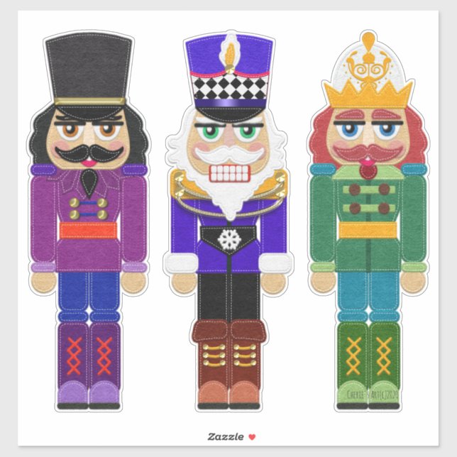 Pegatina Tres Nutcrackers | Decoración de Navidades (Hoja)