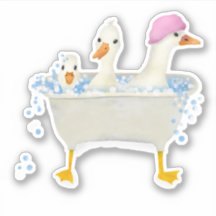 Tres patos en una bañera burbujeante