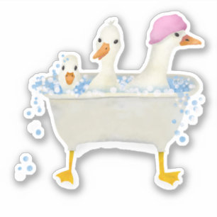 Pegatina Tres patos en una bañera burbujeante