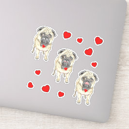 Pegatina Tres perros pug