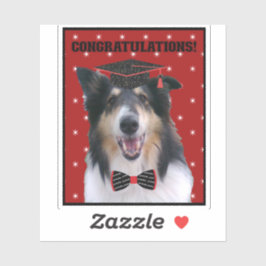 Pegatina Tri Rough Collie Felicitaciones Graduado