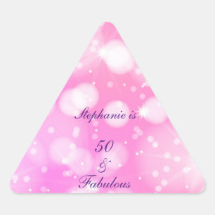 Pegatina Triangular 50 Y Fabuloso Purpurinoso Púrpura Rosa Rosa De Cum