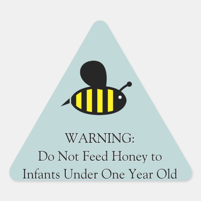 Pegatina Triangular Abeja Melífera Infantil Advertencia Turquesa (Anverso)