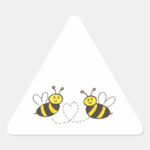 Pegatina Triangular Abejas con corazón