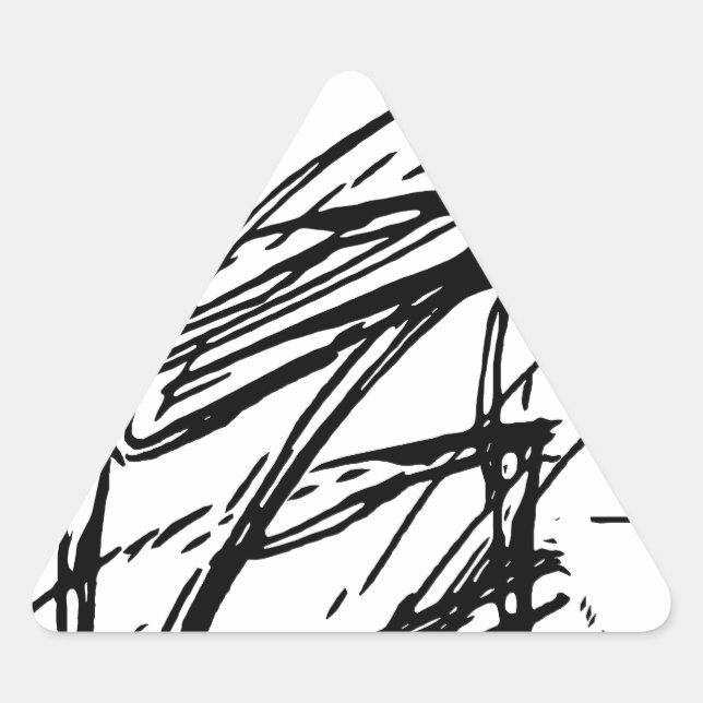 Pegatina Triangular Abstracto en blanco y negro (Anverso)