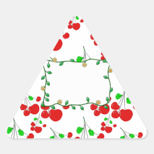 Pegatina Triangular Accesorios de patrón de cerezo rojo de personaliza
