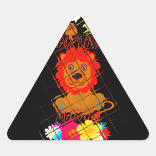 Pegatina Triangular Adorable Baby Lion Art Design Motif