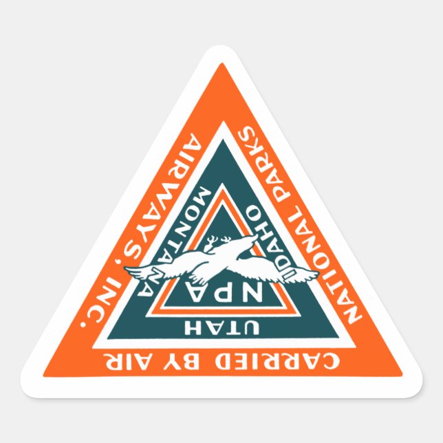 Pegatina Triangular Aerolíneas de Parques Nacionales de 1925 (Anverso)