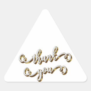 Pegatina Triangular Agradecimiento de tipografía de oro moderno 