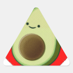 Pegatina Triangular Aguacate lindo en el corazón rojo