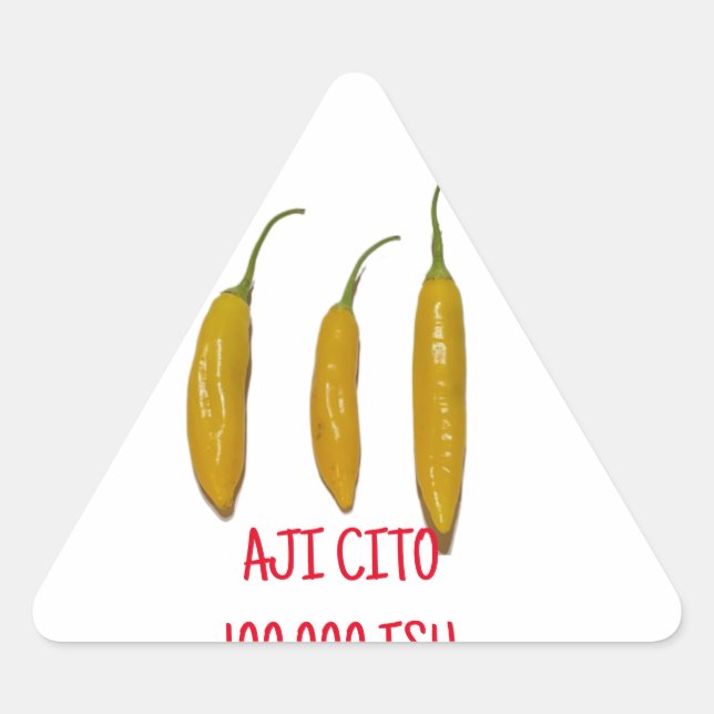 PEGATINA TRIANGULAR AJI CITO HOT PEPPER 100,000 ISH (Anverso)
