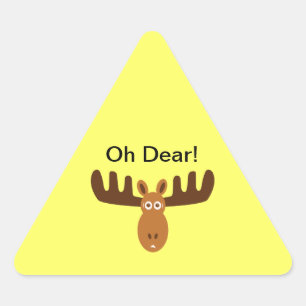 Pegatina Triangular ¡Alces Head_Road Sign_Oh estimado!