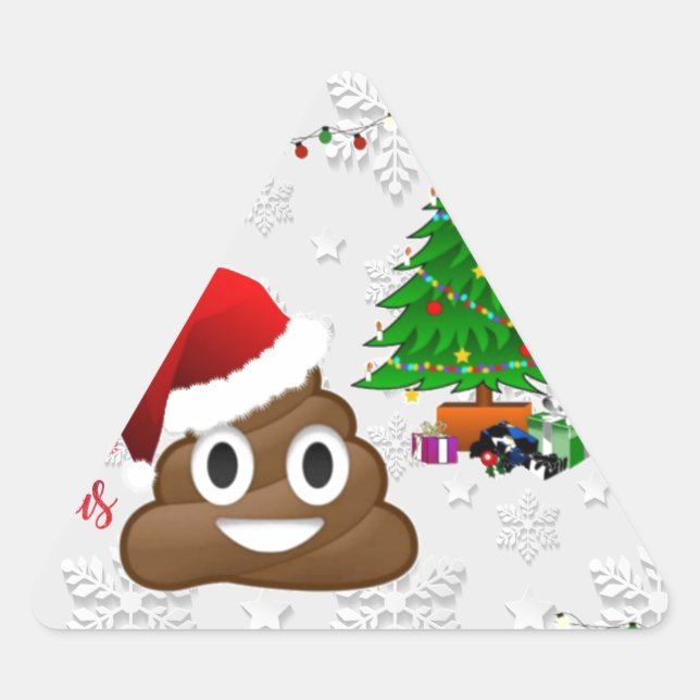 Pegatina Triangular alegre navidad emoji poo (Anverso)